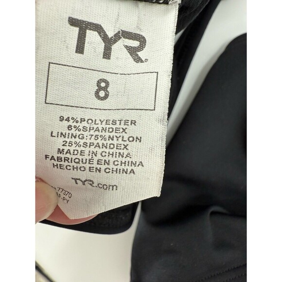 TYR Swimwear Womens Black Stretch Solid Twisted Bra Tankini Top & Bottoms Size 8 - Picture 9 of 9